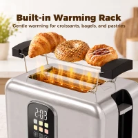 HOMCOM 2 Slice Smart Toaster with Touch Screen & LED Countdown, Toaster with Warming Rack, 6 Browning Levels, Memory Function(m-6)