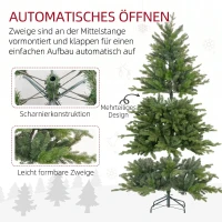 HOMCOM Weihnachtsbaum Künstlich 180 cm Christbaum mit 1821 Flammhemmenden Spitzen, Faltbarer Metallständer(m-6)
