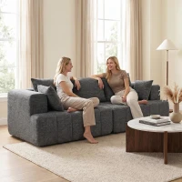 HOMCOM Canapé 3 places en chenille 248 cm, canapé salon moderne, large assise rembourrée, coussins à ressorts, gris(m-8)