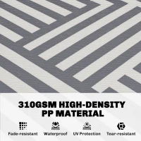 Outsunny Plastic Straw Reversible RV Outdoor Rug with Carry Bag, 182 x 274cm, Grey and Cream(m-4)