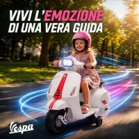 AIYAPLAY Moto Elettrica per Bambini Licenza Vespa, Batteria Ricaricabile 6V, Rotelle e Luci, Età 2-4 Anni, Bianco(m-6)