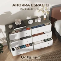 HOMCOM Cómoda con 6 Cajones de Tela Marco de Acero y MDF Cajonera para Salón Oficina Vestidor Blanco y Gris(m-7)