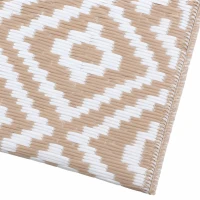 Outsunny Outdoor Rug Reversible Mat Plastic Straw Rug Portable RV Camping Mat for Garden Deck Picnic Indoor, 182 x 274 cm (6 x 9 ft), Coffee & White(m-12)