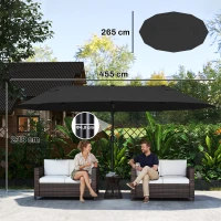 Outsunny parasol met zwengel tuinparasol dubbele marktparasol 460 x 270 cm zwart(m-3)