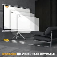 HOMCOM Écran de projection 100 pouces avec support trépied hauteur réglable, écran 4K HD 16:9(m-7)