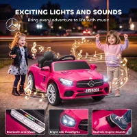 AIYAPLAY Voiture Électrique Enfants 12V Mercedes-Benz SL500, 3-5 km/h, 2 Moteurs, Télécommande 2,4G, pour 3-5 Ans, Rose(m-5)