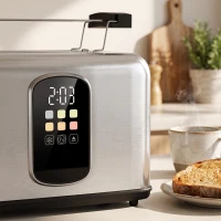 HOMCOM 2 Slice Smart Toaster with Touch Screen & LED Countdown, Toaster with Warming Rack, 6 Browning Levels, Memory Function(m-11)
