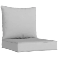 Outsunny Outdoor Seat and Back Cushion Set, 63L x 55W x 15Dcm Patio Deep Seating Chair Fade Resistant Replacement Cushion, Light Grey(m-1)