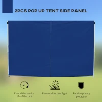 Outsunny 3 Meters Gazebo Replaceable Exchangeable Side Panel Wall Panels Walls With Window, Blue(m-4)