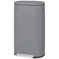 HOMCOM Prullenbak 30L Pedaalemmer met deksel voetpedaal uitneembare binnenemmer soft-close functie 36,5 x 31,2 x 60,8 cm, Grijs(m-10)