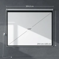 HOMCOM Telo Proiettore Motorizzato da 120 Pollici 4K HD Formato 4:3, Schermo Proiettore Motorizzato Elettrico Antirughe con Telecomando, Telo Videoproiettore per Casa, Cinema, Ufficio, Home, Bianco(m-3)