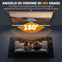 HOMCOM Telo Proiettore da 84 Pollici con Treppiede Regolabile, in Plastica e Metallo, 200x8x118 cm, Bianco(m-4)