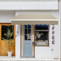 Outsunny Gelenkarmmarkise Verstellbare Klemmmarkise Terrassenmarkise 3,95 x 3m Sonnenschutz mit Kurbel, Balkonmarkise, Beige(m-2)