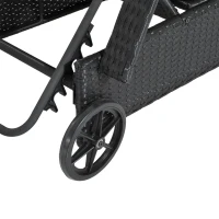 Outsunny Rattan Sun Lounger, Garden Lounger Recliner with Wheels and Adjustable Backrest, Outdoor Reclining Sunbed Garden Chair with Cushion and Headrest for Patio, Beach, Terrace, Black(m-8)