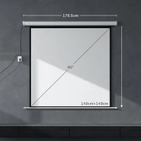 HOMCOM Ecran Proiector Motorizat de 85" cu Telecomandă, din Plastic și Metal, 176.5x8x176.5 cm, Alb(m-3)