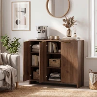 HOMCOM Sideboard Cabinet, Modern Storage Cabinet with 3 Doors and Adjustable Shelves for Living Room, Dining Room, Brown(m-14)