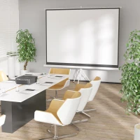 HOMCOM Écran de projection avec trépied pliable 120 pouces 4K HD 4:3, écran vidéoprojecteur réglable en hauteur, blanc(m-10)