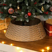 HOMCOM Falda para Árbol de Navidad Rústico Diseño Tejido Cubre Pie para Árbol de Navidad para Fiestas Ø68x22 cm Café(m-7)