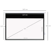 HOMCOM Projectiescherm 247 x 168 cm 100 Inch 16:9 HD 4K Elektrisch met Afstandsbediening, Wit(m-3)