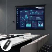 HOMCOM Schermo per Proiettore 120" Formato 4:3 Regolabile con Telecomando, 244x183cm, Nero(m-12)