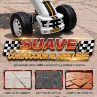 AIYAPLAY Go Kart para Niños de +3 Años con Asiento Ajustable Volante Freno Manual Marco de Aluminio y Acero Carga 30 kg Blanco(m-7)