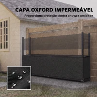 Outsunny Lenheiro com Capa Oxford 600D e Cabos, Estrutura em Aço Galvanizado, Carga 500 kg, para Interior e Exterior, Preto(m-4)