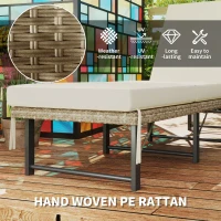 Outsunny Single Folding Rattan Sun Lounger, with Cushion - Grey(m-6)