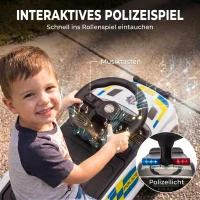 AIYAPLAY Rutschauto Kinder Polizei Rutschfahrzeug mit Musik Licht Anti-Kipp-Schutz & Stauraum unter dem Sitz 18-36 Monate Weiß(m-4)