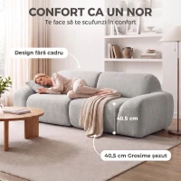 HOMCOM Canapea 3 Locuri cu Șezut Larg și Tapițerie Chenille, Spumă, 244x95x70 cm, Gri Deschis(m-6)