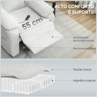 HOMCOM Poltrona Reclinável Elétrica com Motor Silencioso, 2 Posições de Memória, Apoio para os Pés, Encosto de Cabeça, USB e Bolsos(m-5)