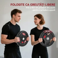 SPORTNOW Disc de Greutăți 20 kg cu Orificiu de 5 cm și 3 Mânere(m-4)