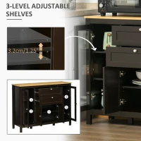 HOMCOM Modern Storage Cabinet, Sideboard with Oak Top, 4 Doors, 2 Drawers and 5 Adjustable Shelves, Black Brown(m-5)