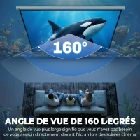 HOMCOM Écran de projection TV et Home Cinema de 100 Pouces vidéo projecteur 16:9 4K HD, fixation mural ou plafond(m-5)