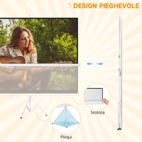 HOMCOM Telo Proiettore da 120" Formato 4:3 in Tessuto a Rete, Plastica e Metallo con Treppiedi, 244x190 cm, Bianco(m-4)