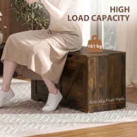 HOMCOM 100L Home Storage Box, with Safety Hinge - Rustic Brown Wood-Effect(m-7)