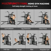 SPORTNOW All-in-One Home Gym Machine, Multifunctional Power Cage with 69 kg Weight Stack and Pulley System, Black(m-4)