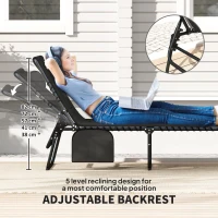 Outsunny Set of Two Reclining Sun Loungers - Black(m-4)