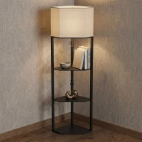 HOMCOM Corner Floor Lamp with Shelves and Lights, Modern Dimmable Standing Lamp with 3000K/4000K/6000K Colour Temperature(m-8)