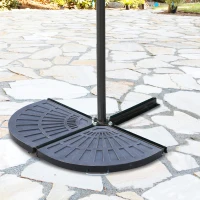 Outsunny Juego de 2 Piezas Base de Sombrilla Parasol Excéntrico Pies Soporte de Sombrilla Banana de Patio Jardín 66x47x4.2cm Resina(m-10)