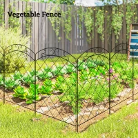 Outsunny Steel Decorative Swirls Outdoor Picket Fence Panels Set of 4, Black(m-8)