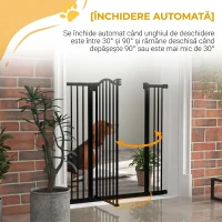 PawHut Poartă Extensibilă pentru Câini cu 4 Șuruburi Reglabile, din Metal și Plastic, 74-100x94 cm, Negru(m-6)