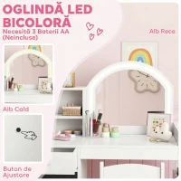 AIYAPLAY Set Măsuță de Toaletă pentru Copii, cu Oglindă și Scaun(m-5)