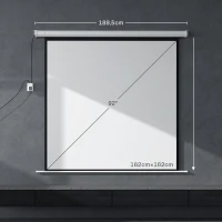 HOMCOM Beamer Leinwand 189,5 x 189,5 cm 92 Zoll 1:1 HD 4K Rollo-Leinwand für Heimkino für Heimkino Büro-Präsentationen(m-3)