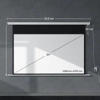 HOMCOM projectiescherm 213,36 cm met afstandsbediening, van PVC en metaal, 212x8x150 cm, wit(m-3)