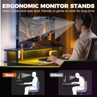 HOMCOM Two-Level LED Gaming Desk - Black(m-6)
