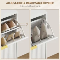 HOMCOM Elegant Two-Drawer Shoe Cabinet - White(m-6)
