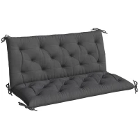Outsunny Garden Bench Cushion, 2 Seater Swing Chair Cushion, Seat Pad with Ties for Indoor and Outdoor Use, 110 x 120 cm, Black(m-1)