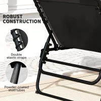 Outsunny Set of Two Reclining Sun Loungers - Black(m-7)