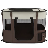 PawHut Foldable Dog Pen with Storage Bag for Indoor/Outdoor Use, Portable Pet playpen, with Ground Stakes - Brown(m-12)