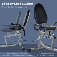 HOMCOM Fietstrainer met 8-Niveaus Weerstand 122-137 x 62 x 103cm Staal Grijs+Zwart+Zilver(m-6)